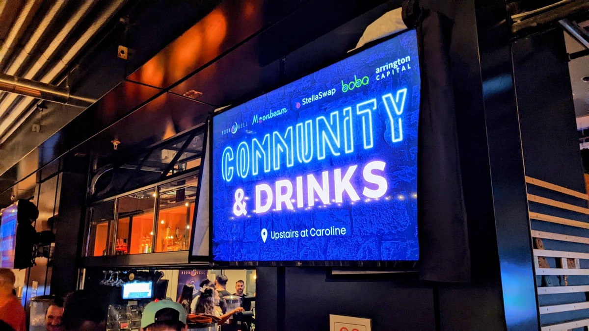 Community & Drinks event signage