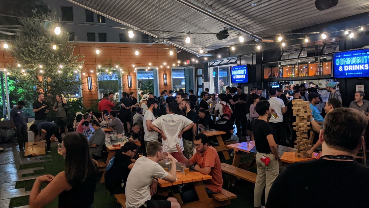 Community meetup on the patio